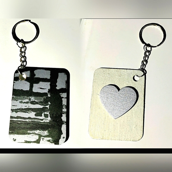 NEW Handmade Keychain Bag Tag! Italian Wood Art 04. "I LOVE My Bag" Wood Heart. - Picture 6 of 6